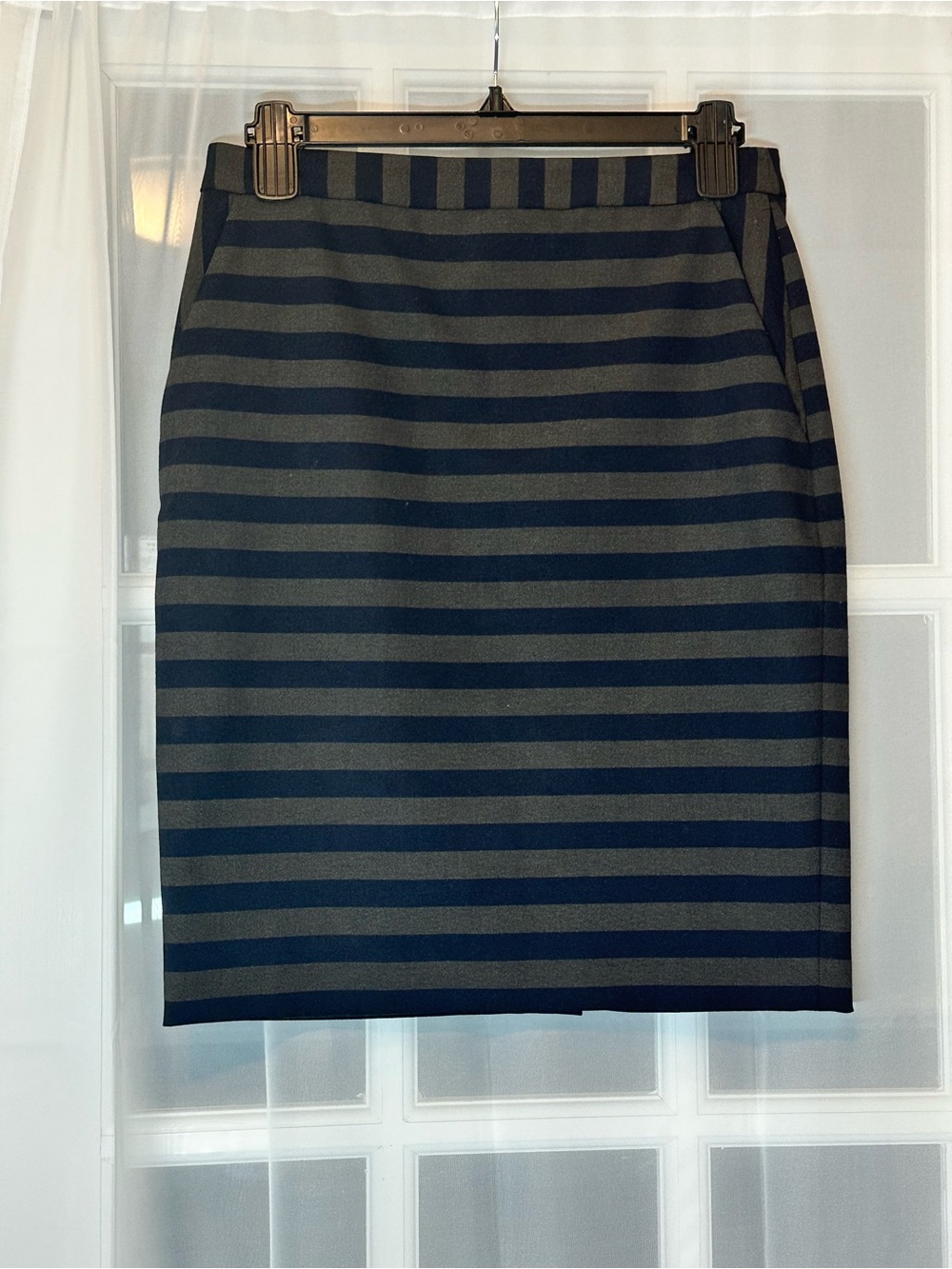 Brooks Brothers Red Fleece Striped Pencil Skirt Women Size 0 Brown Black Stretch